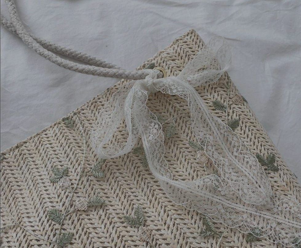 Woven Handbag with Bow