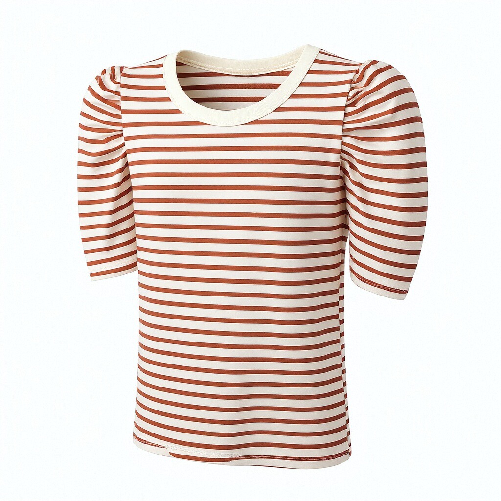 Striped Puff Sleeve T-Shirt