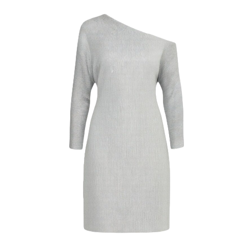 One-shoulder ribbed knit dress