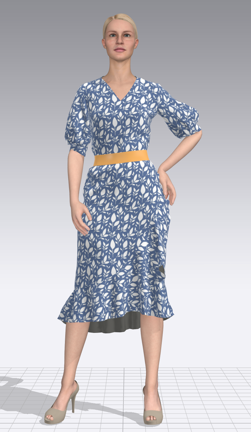 Floral Puff  Print Dress