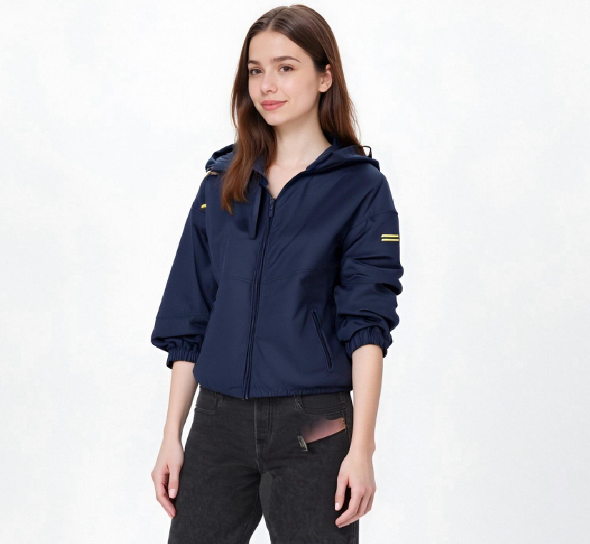 Navy Blue Hooded Jacket