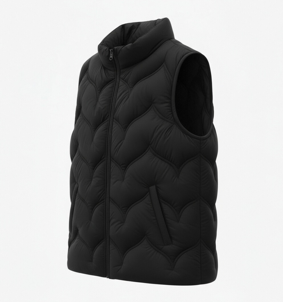 Black Quilted Sleeveless Vest