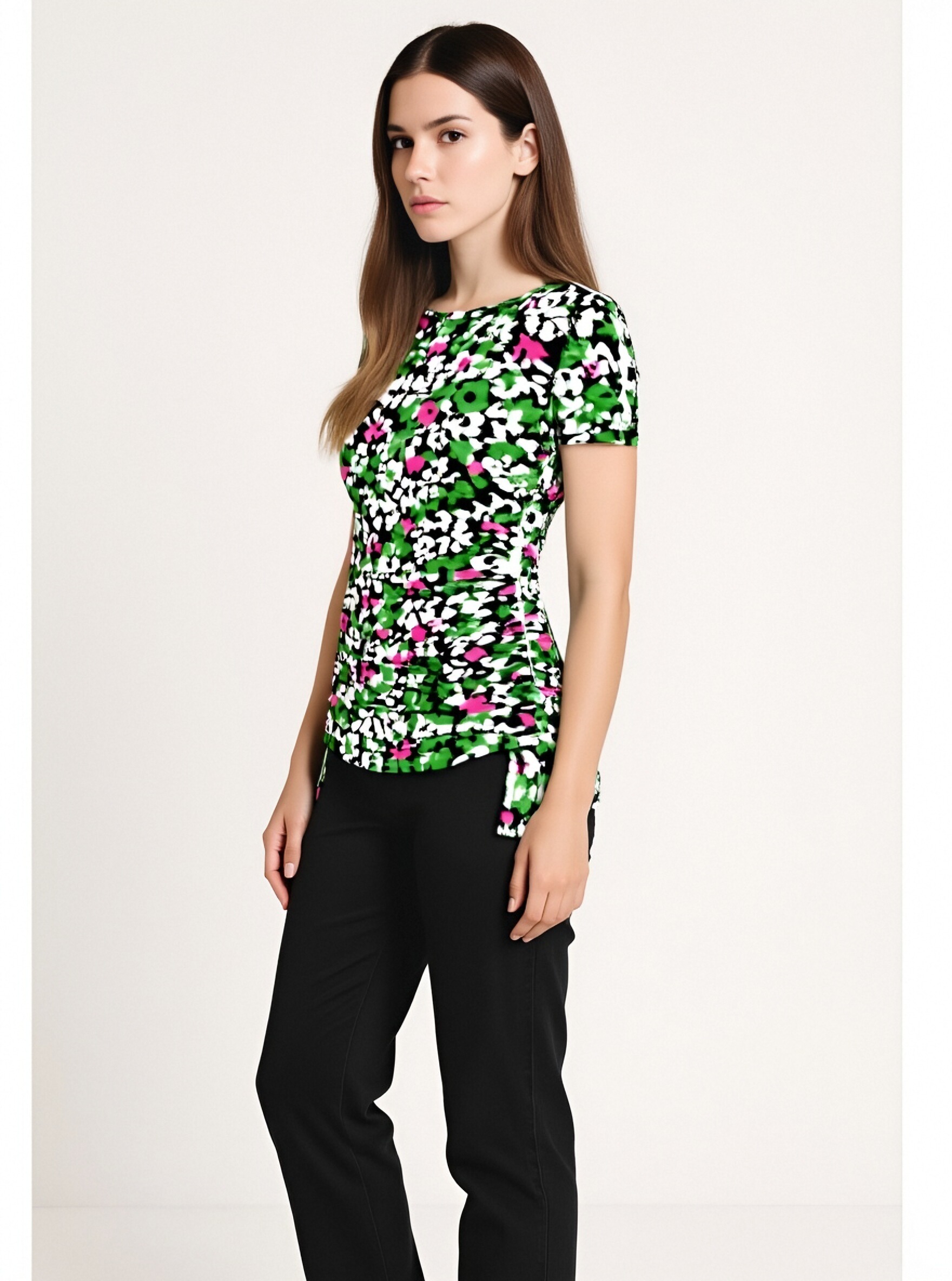 Floral Print Ruched Women's Top