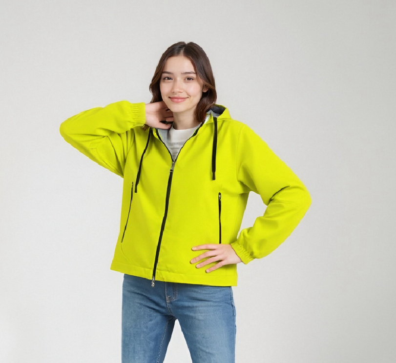 Yellow Hooded Rain Jacket