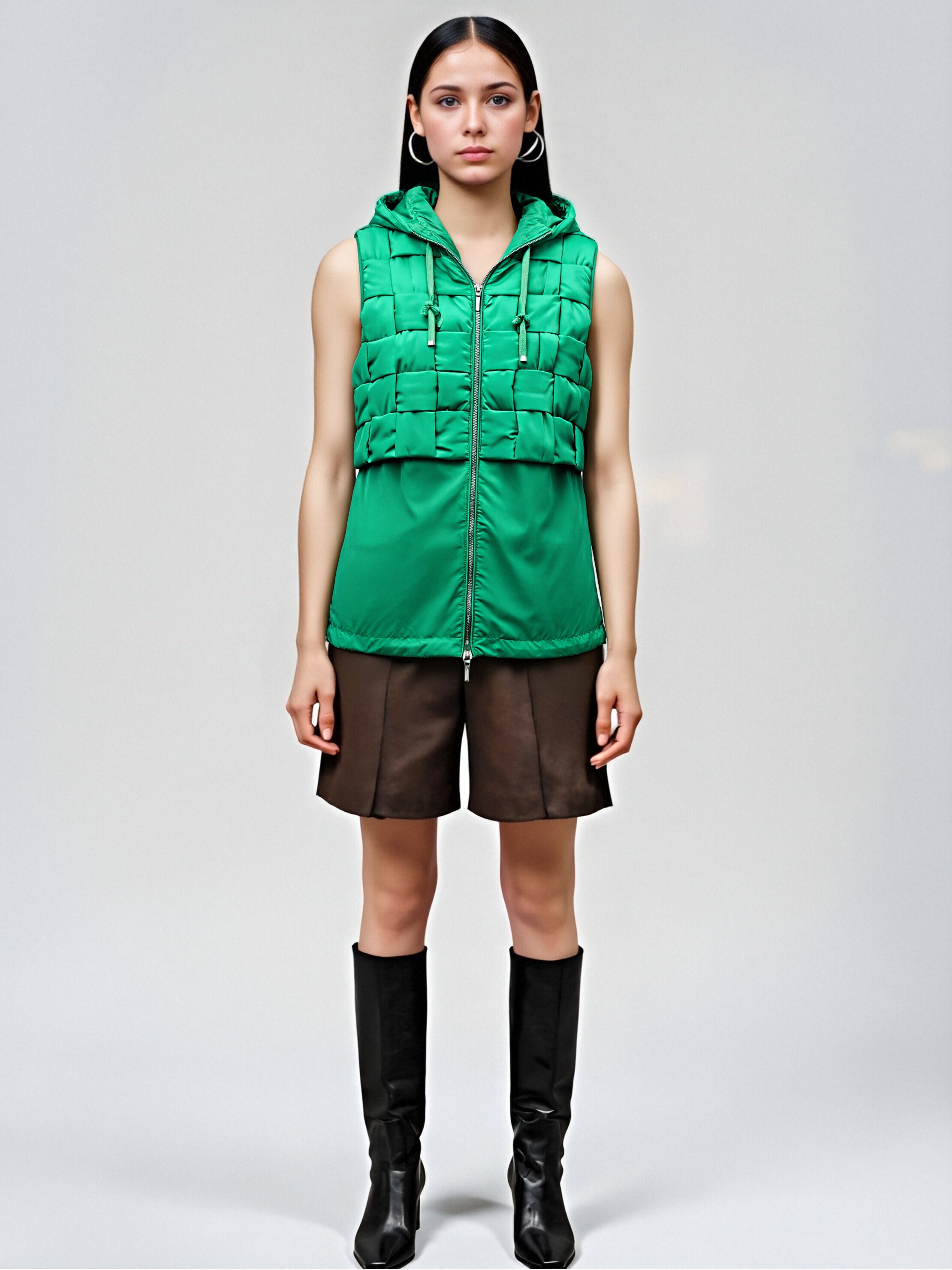 Green sleeveless padded vest