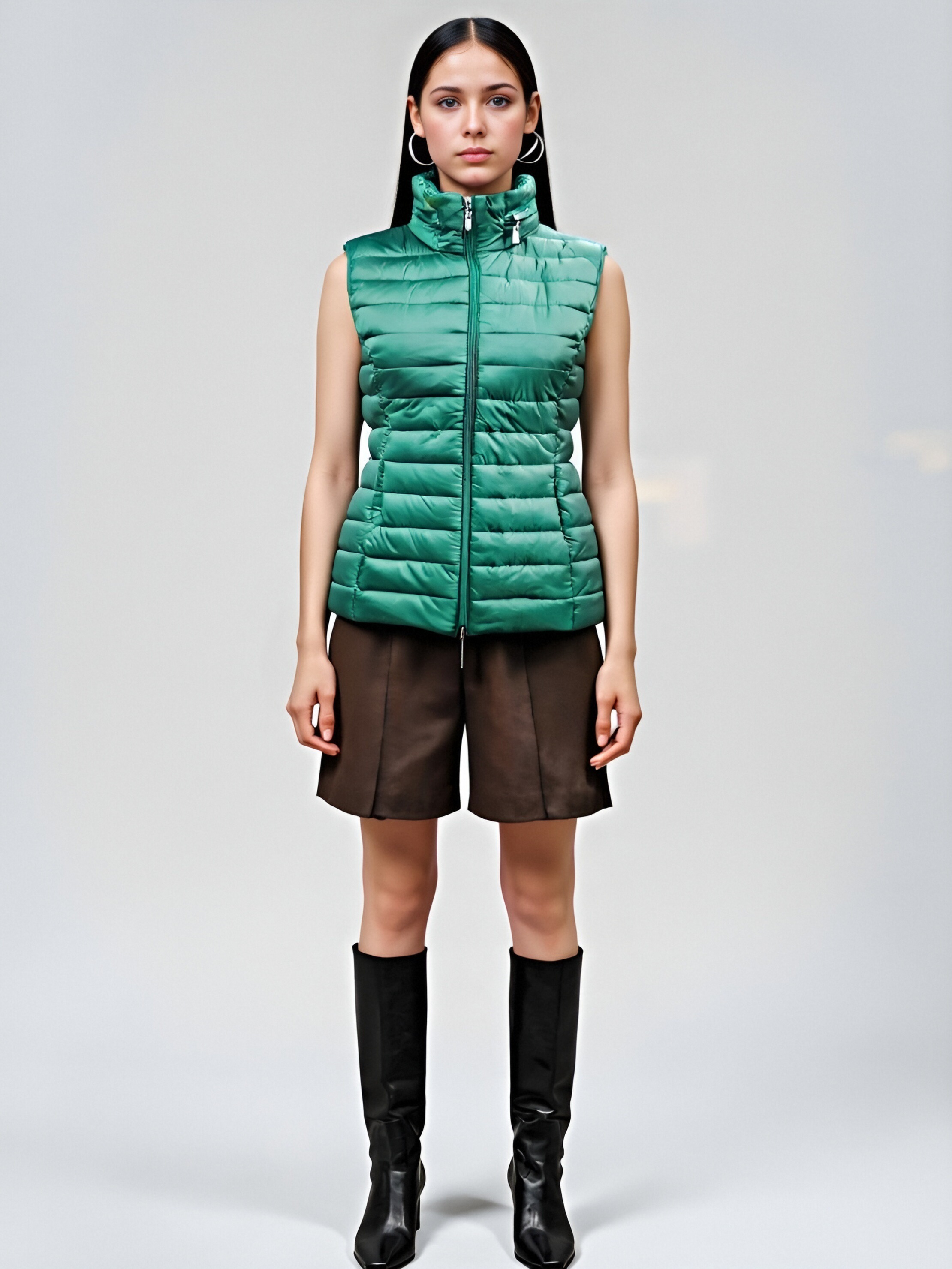 Women's Green Quilted Vest