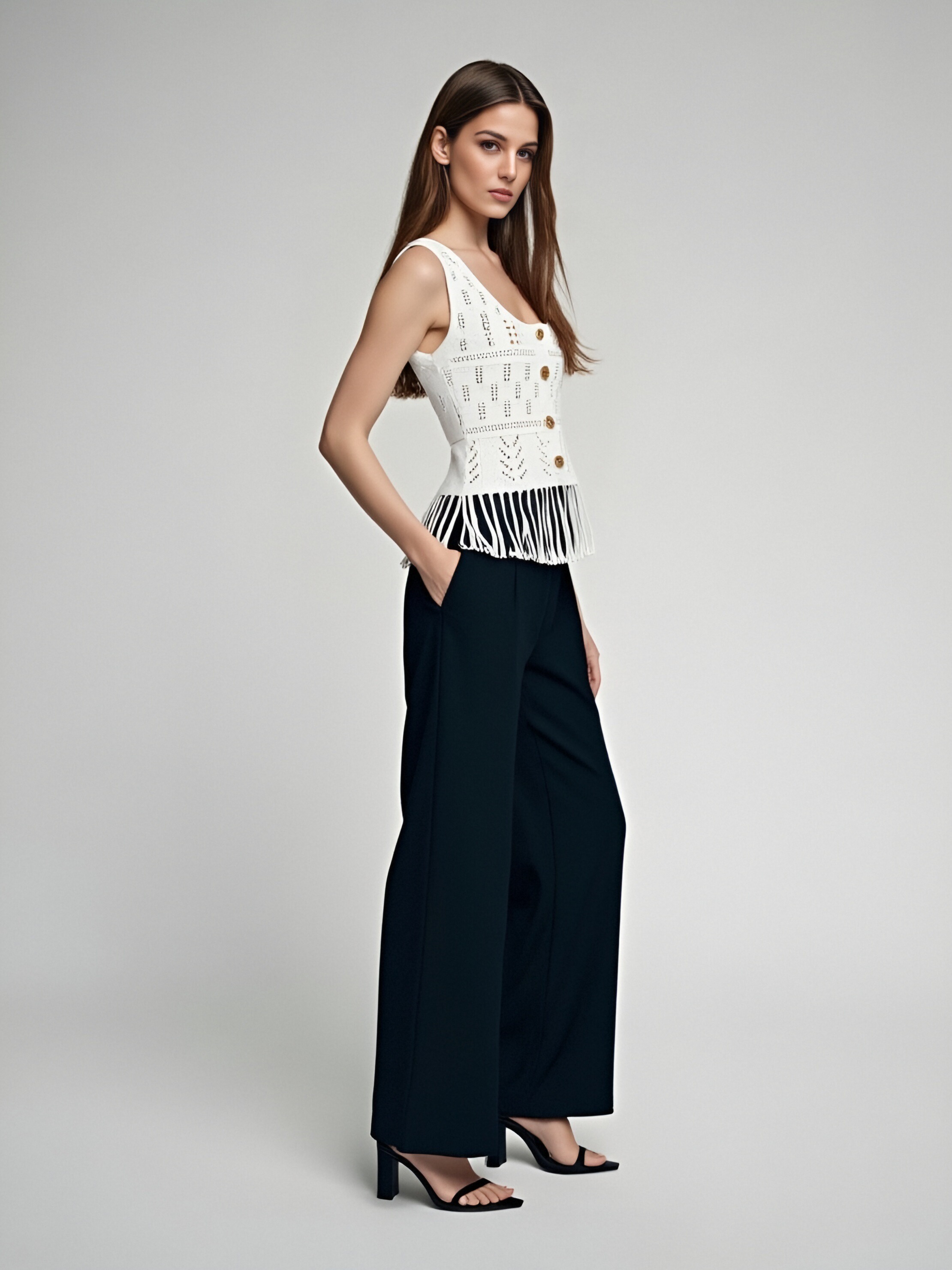 Crochet Knit Fringe Vest