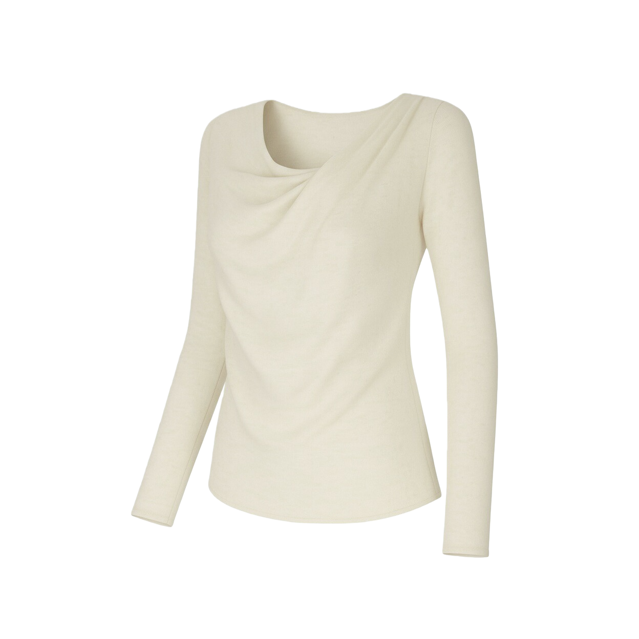 Cream draped long sleeve top