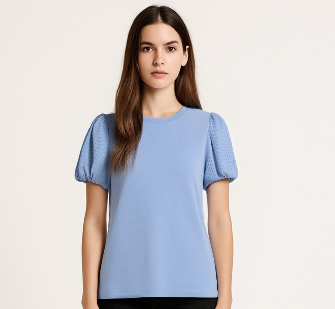 Blue Puff Sleeve T-Shirt