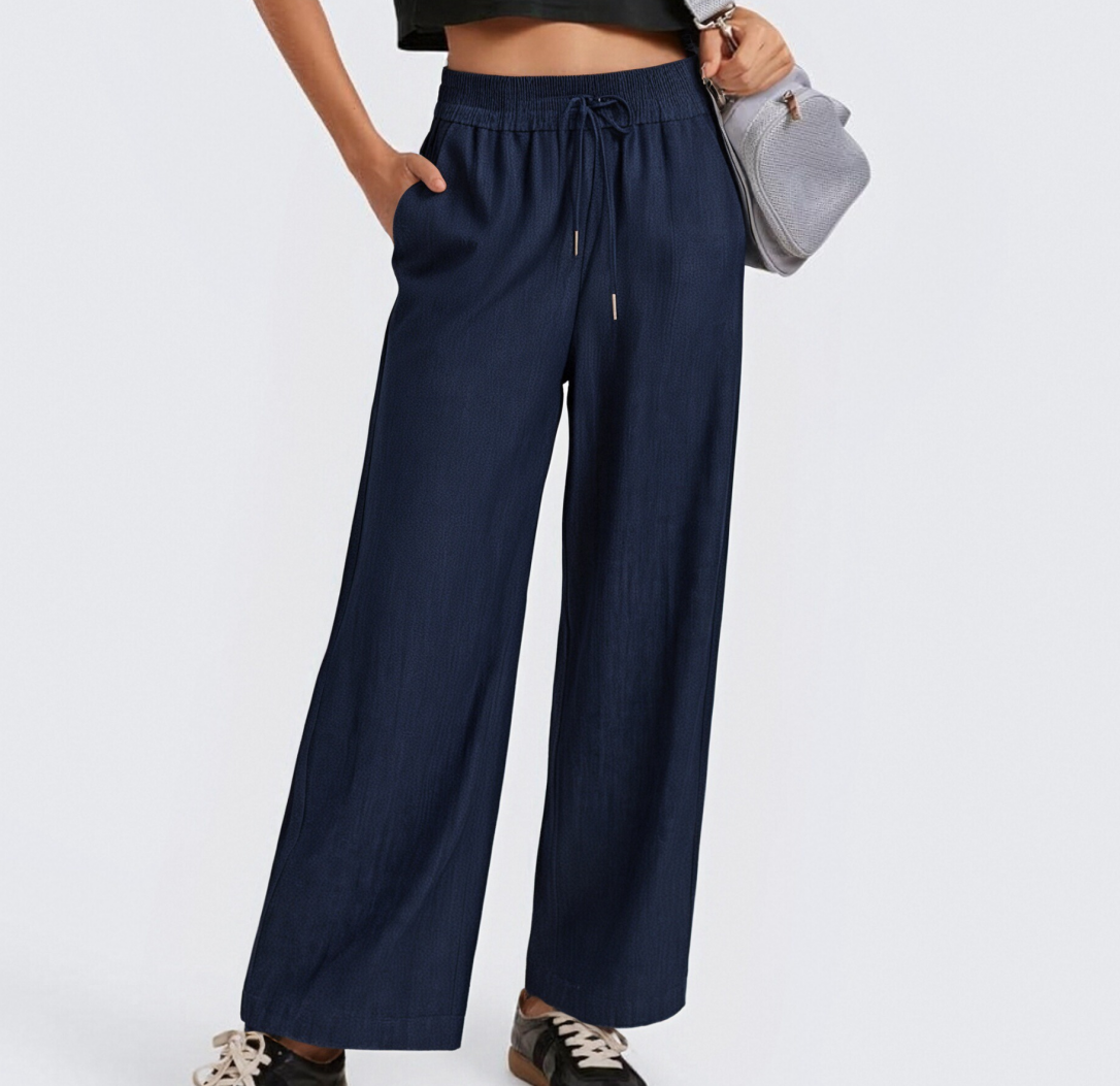 Black Satin Wide-Leg Pants