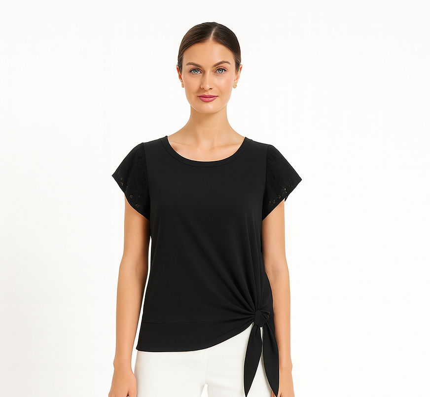Black Knot-Front Shirt