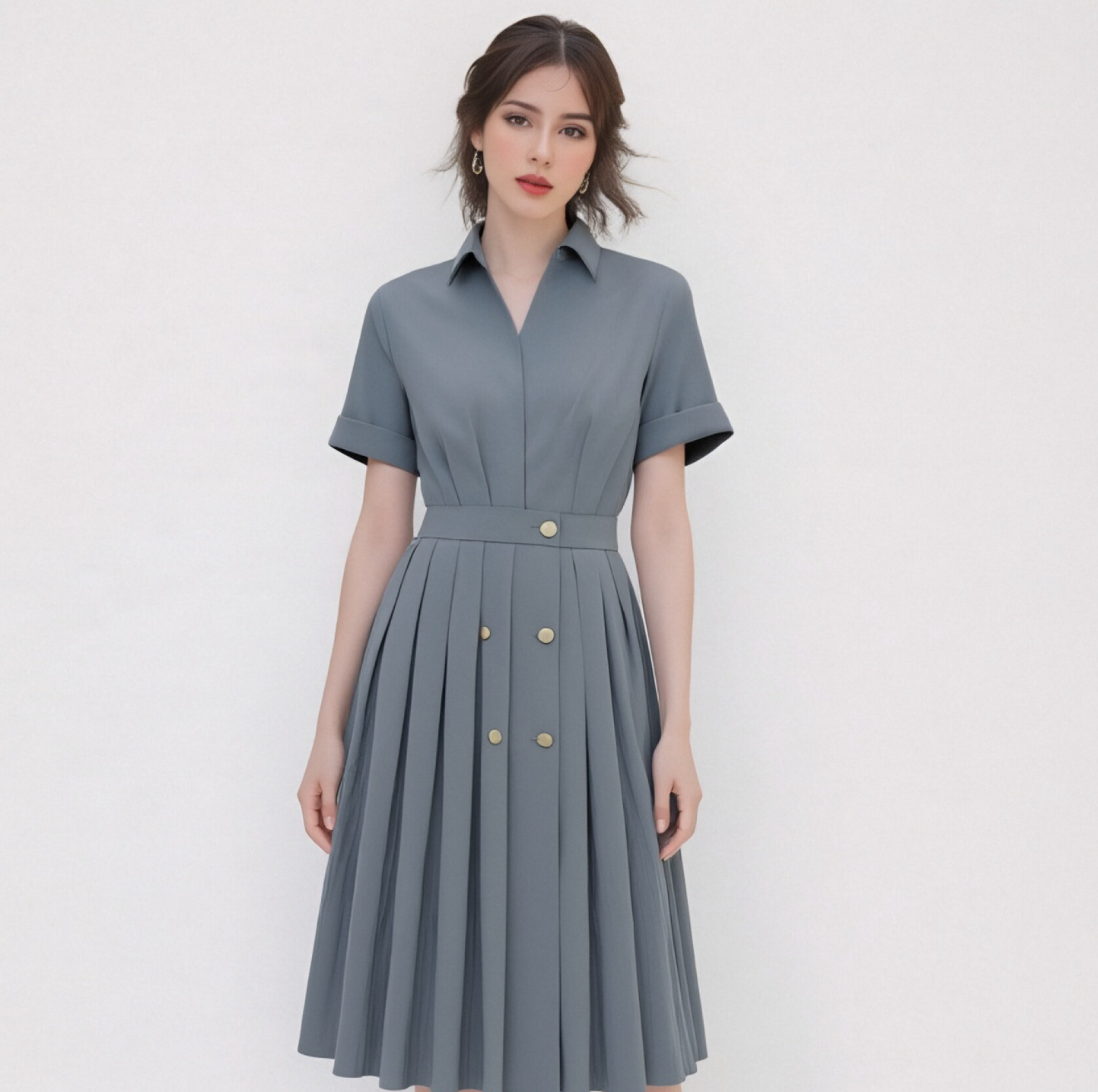 Elegant Midi Shirt Dress