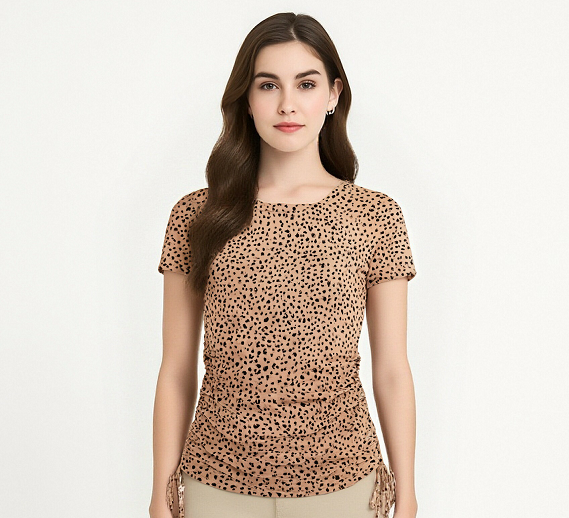 Leopard Print Ruched T-Shirt
