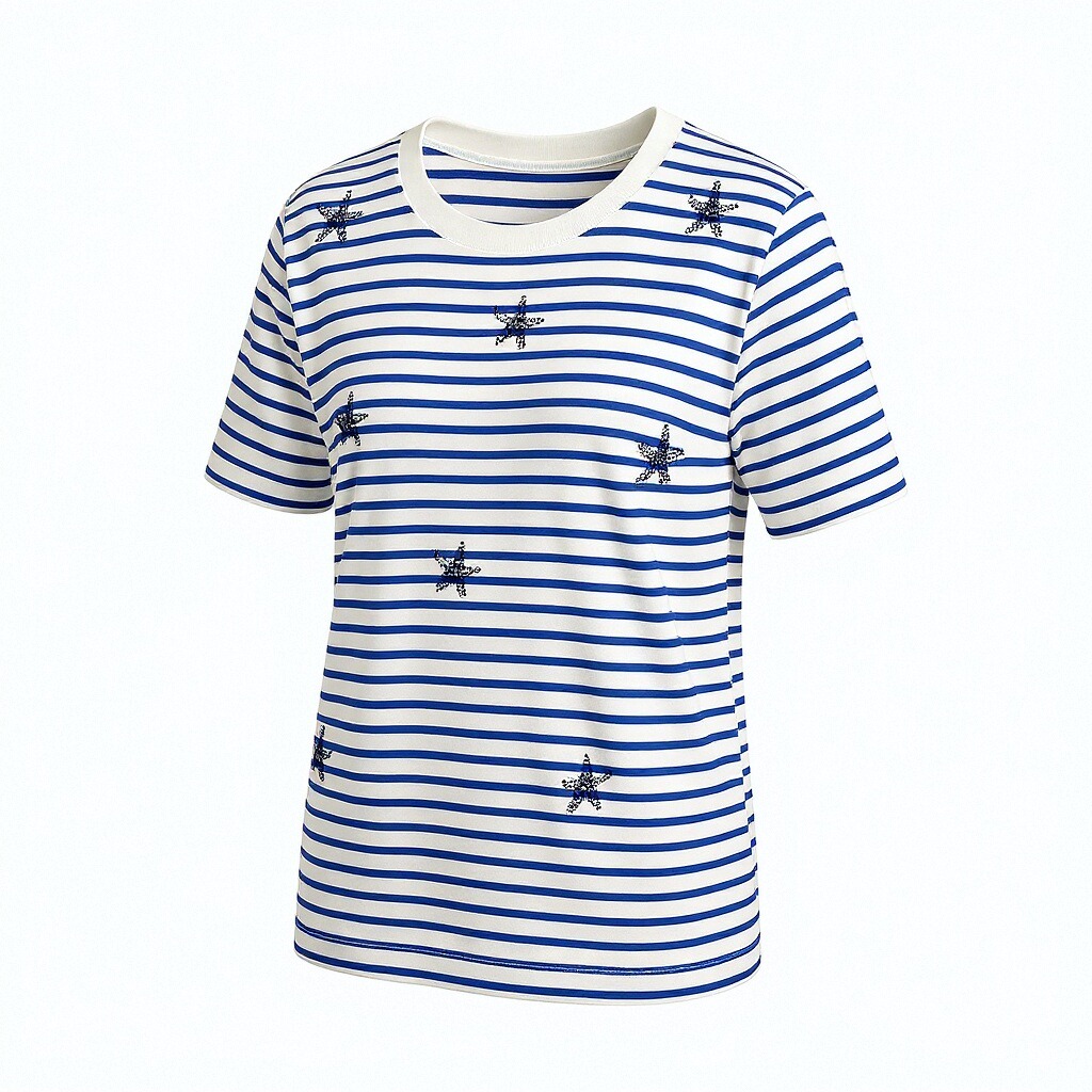 Blue and White Striped T-Shirt