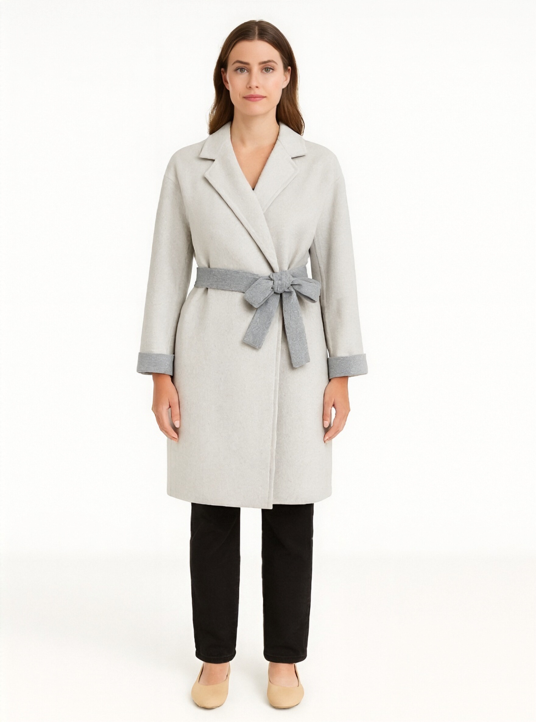 Elegant Light Grey Women's Coat