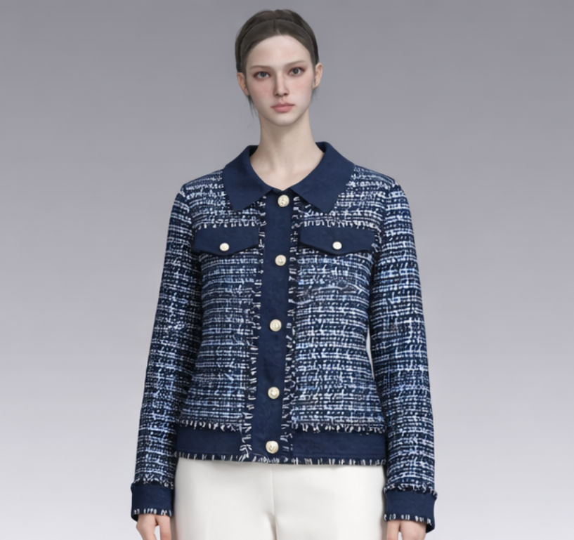 Navy Blue Tweed Jacket