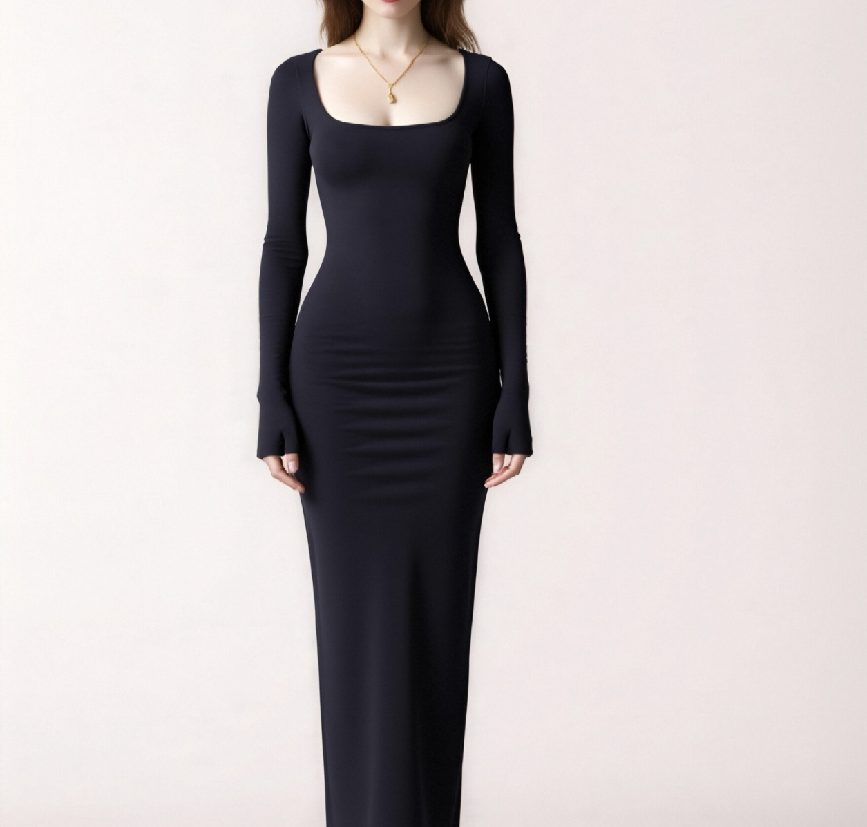 Black Long Sleeve Bodycon Maxi Dress