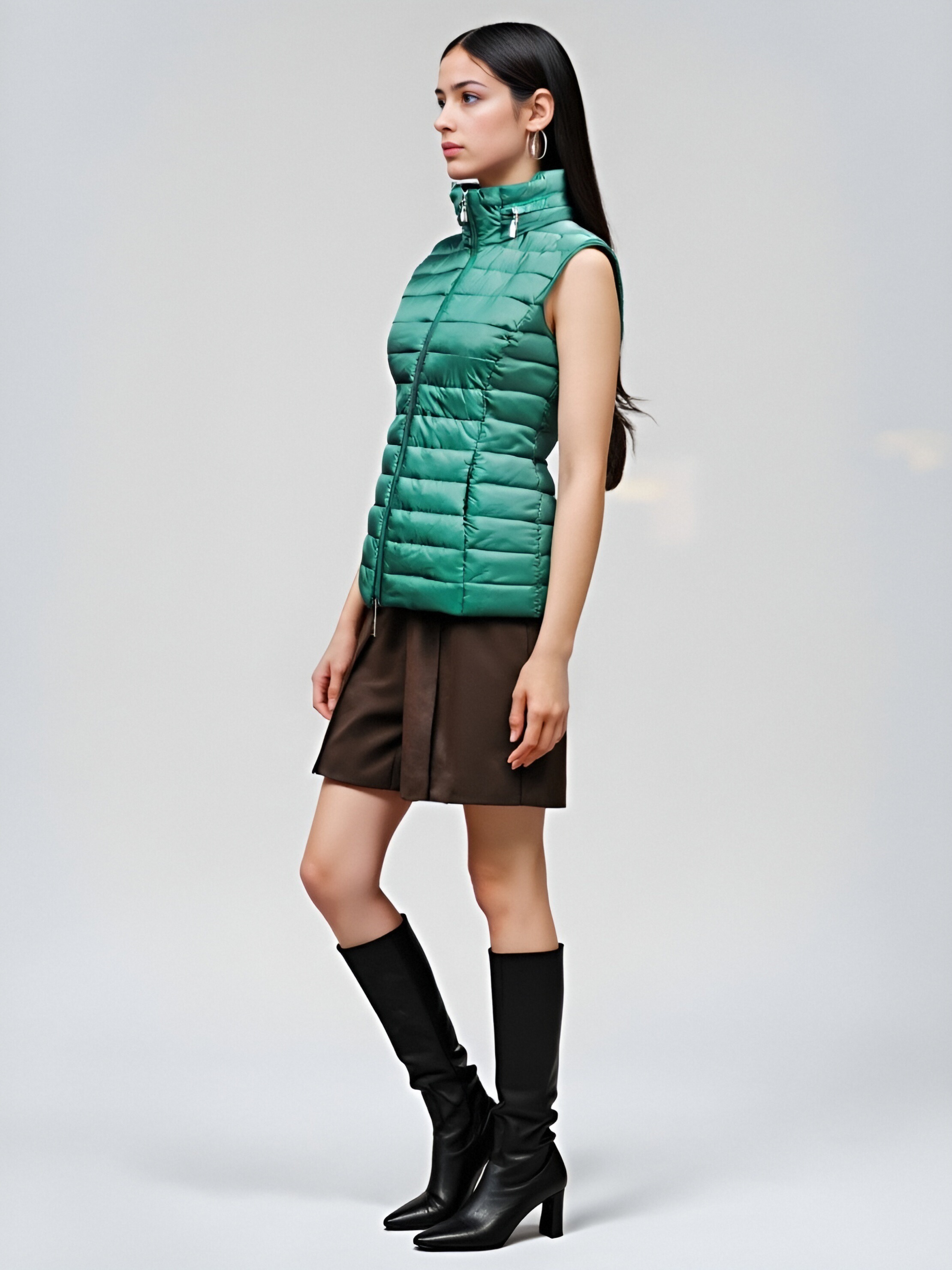 Women's Green Quilted Vest