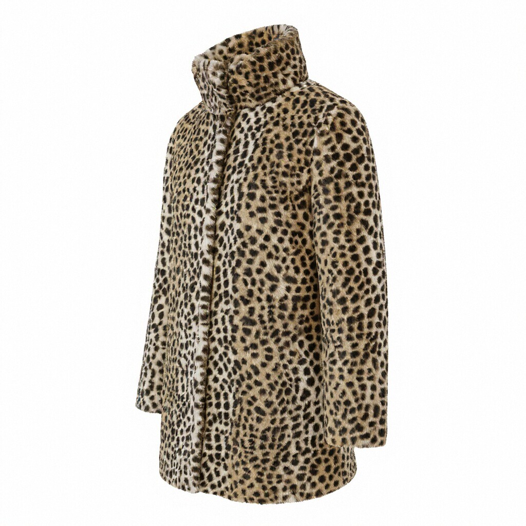 Leopard Print Faux Fur Coat