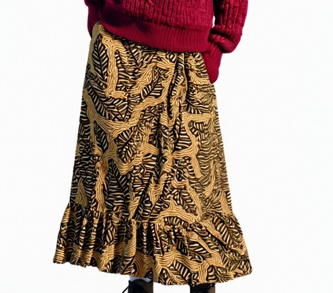 Leaf Print Wrap Skirt