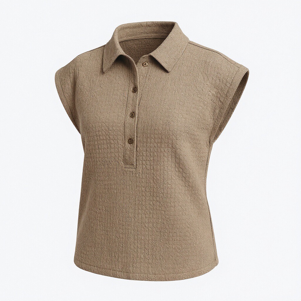 Sleeveless Textured Polo Shirt