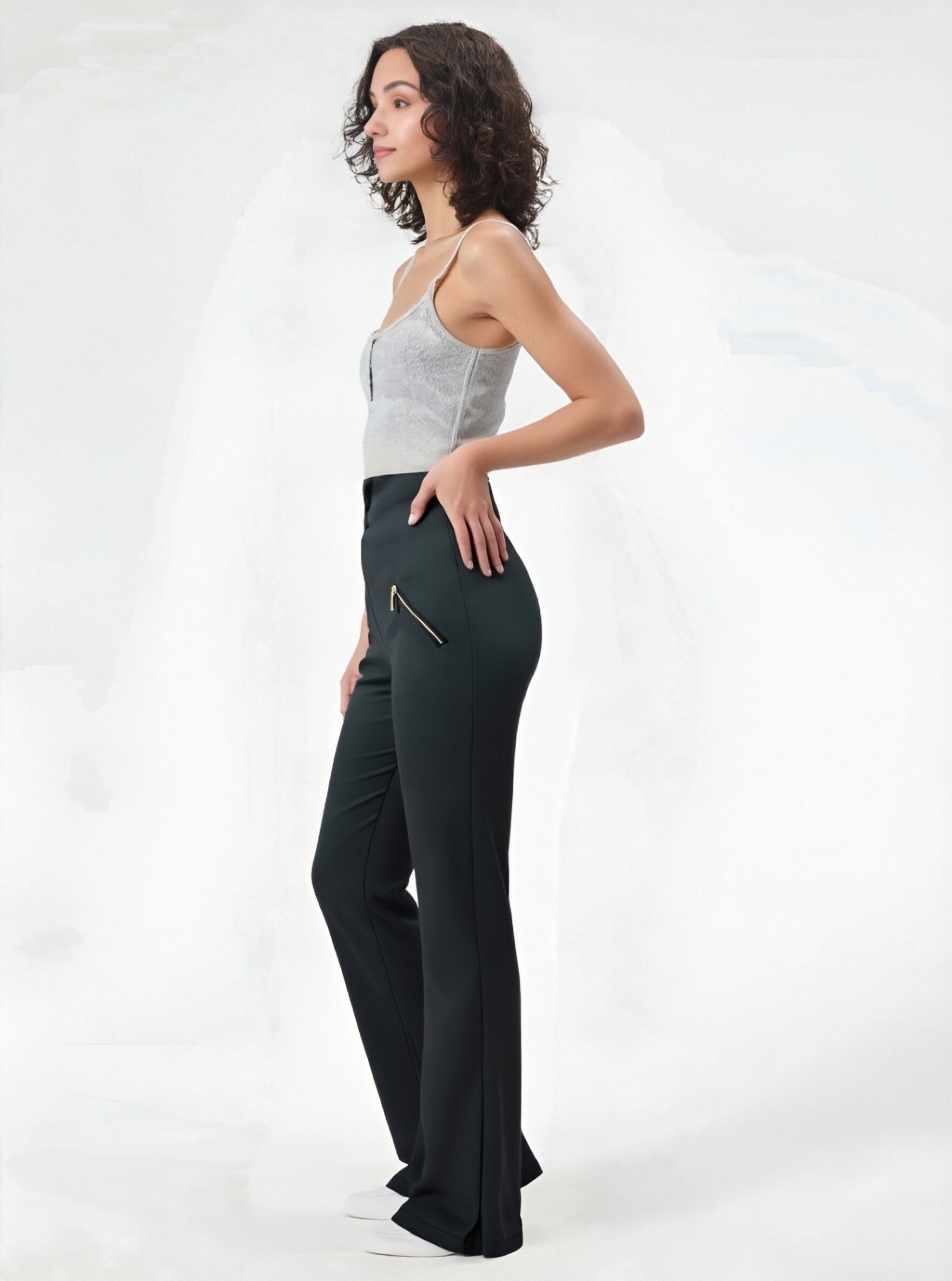 High-waisted black pants