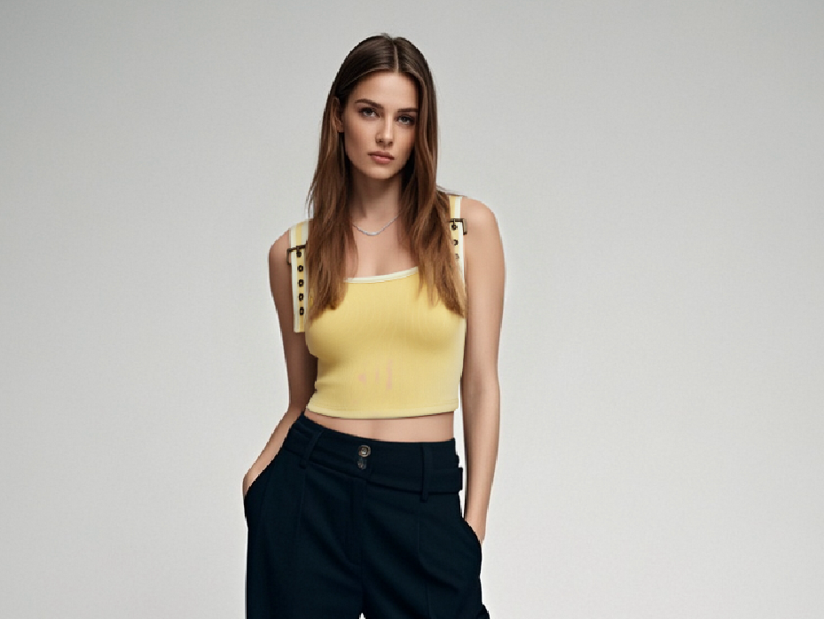 Yellow sleeveless crop top