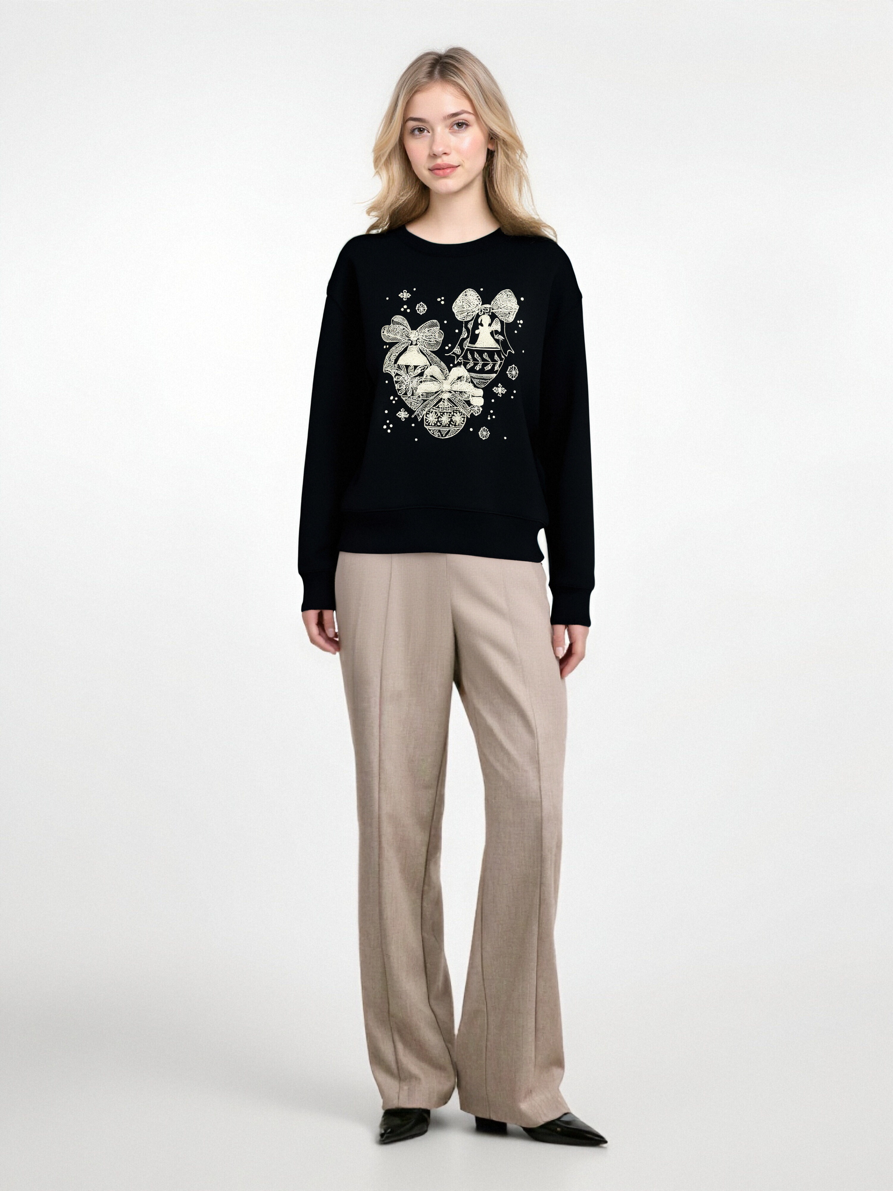 Black Christmas-themed sweatshirt