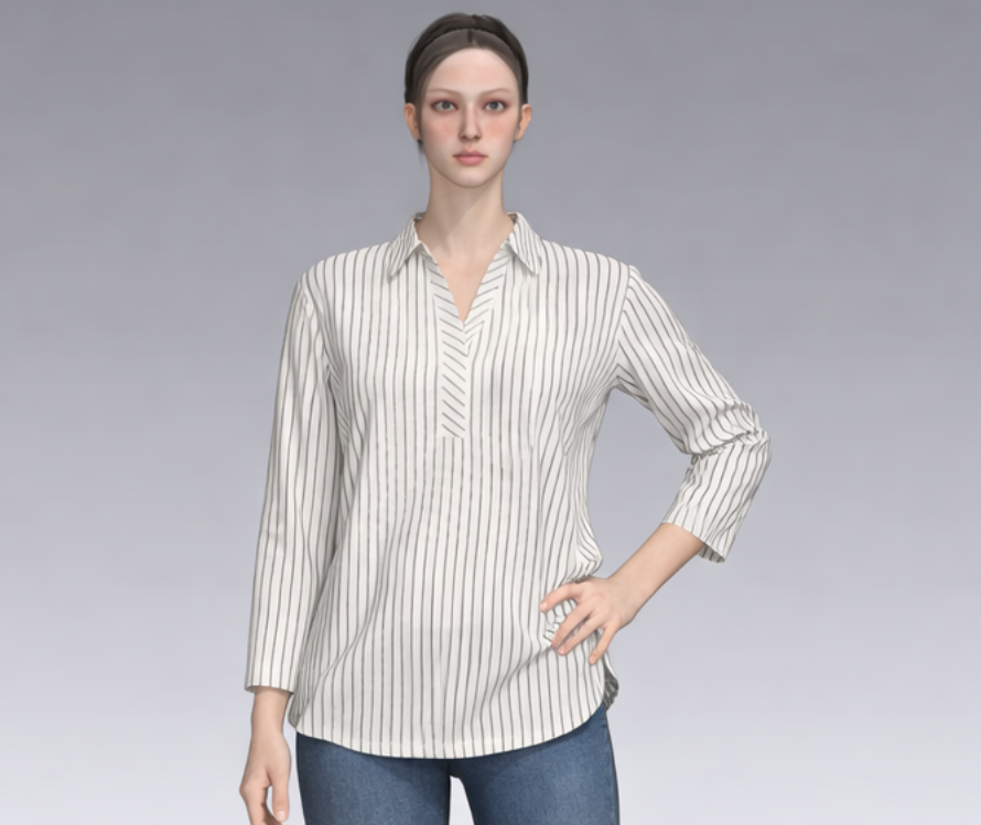 Women's striped long-sleeve blouse