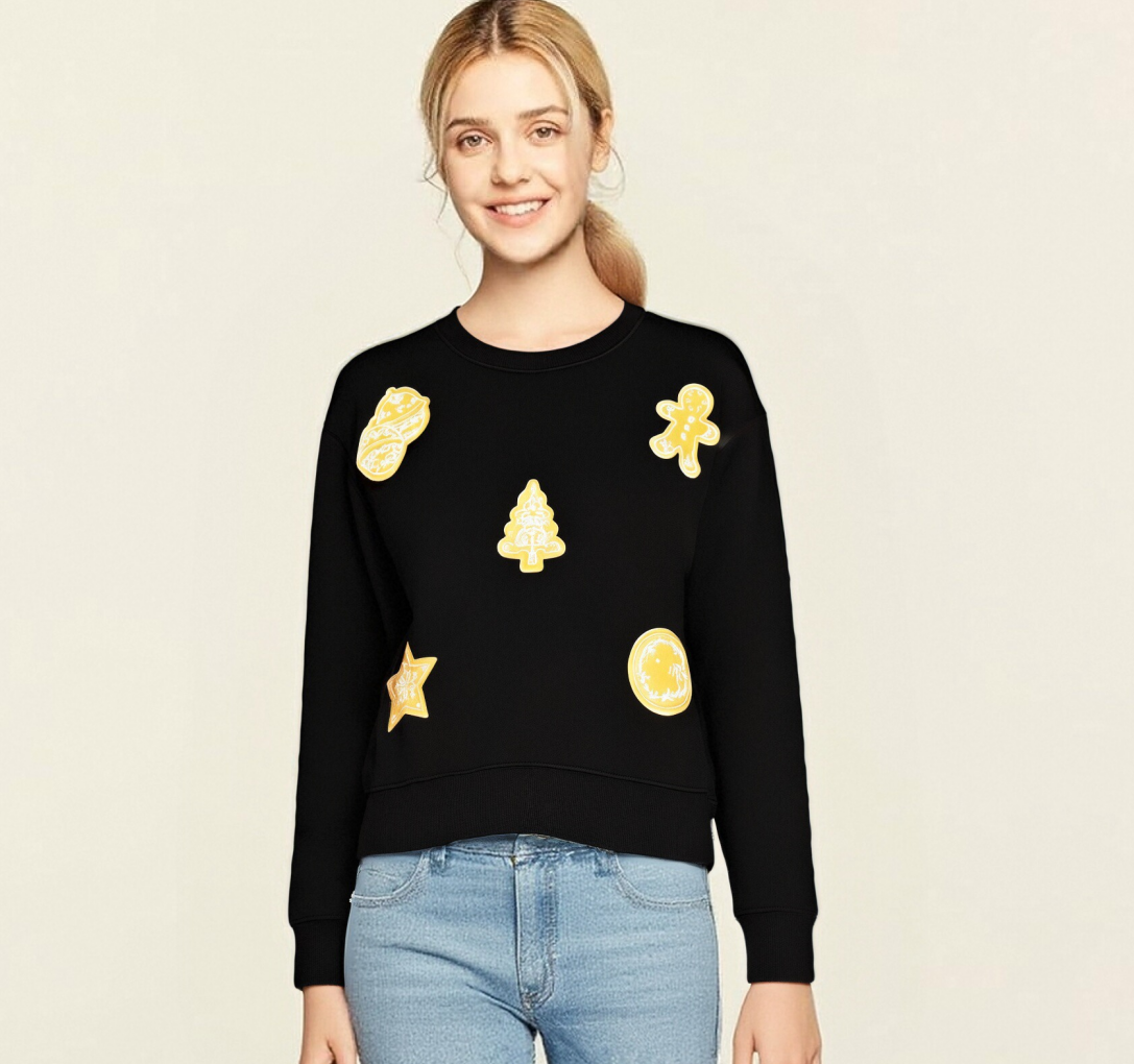 Black Christmas Cookie Patch Sweatshirt