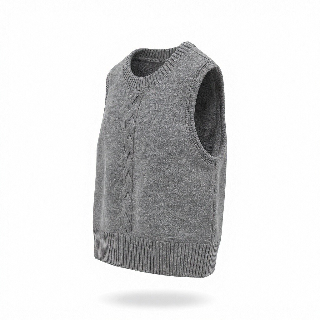 Gray Knit Sleeveless Sweater Vest
