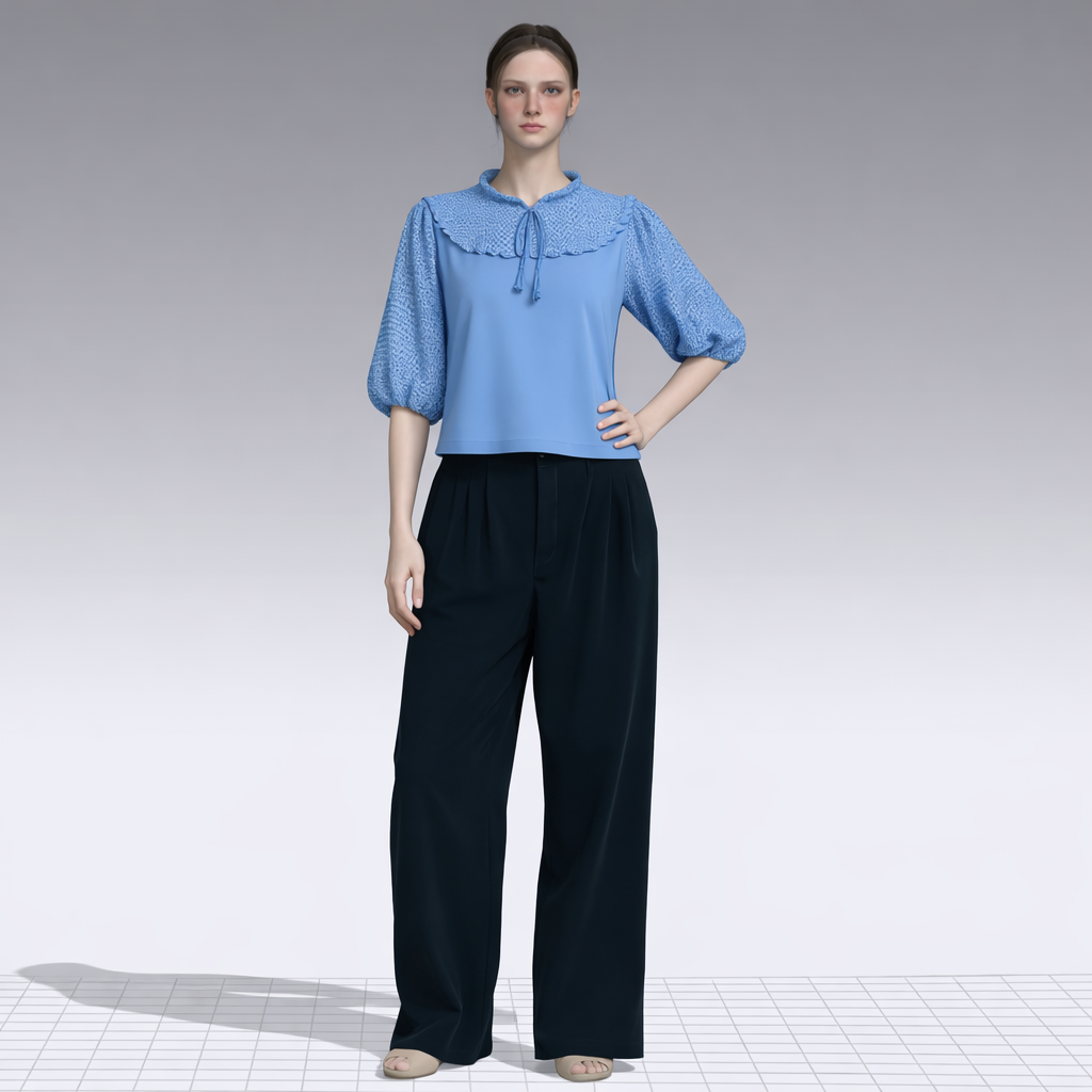 Lace Ruffle-Sleeve Top