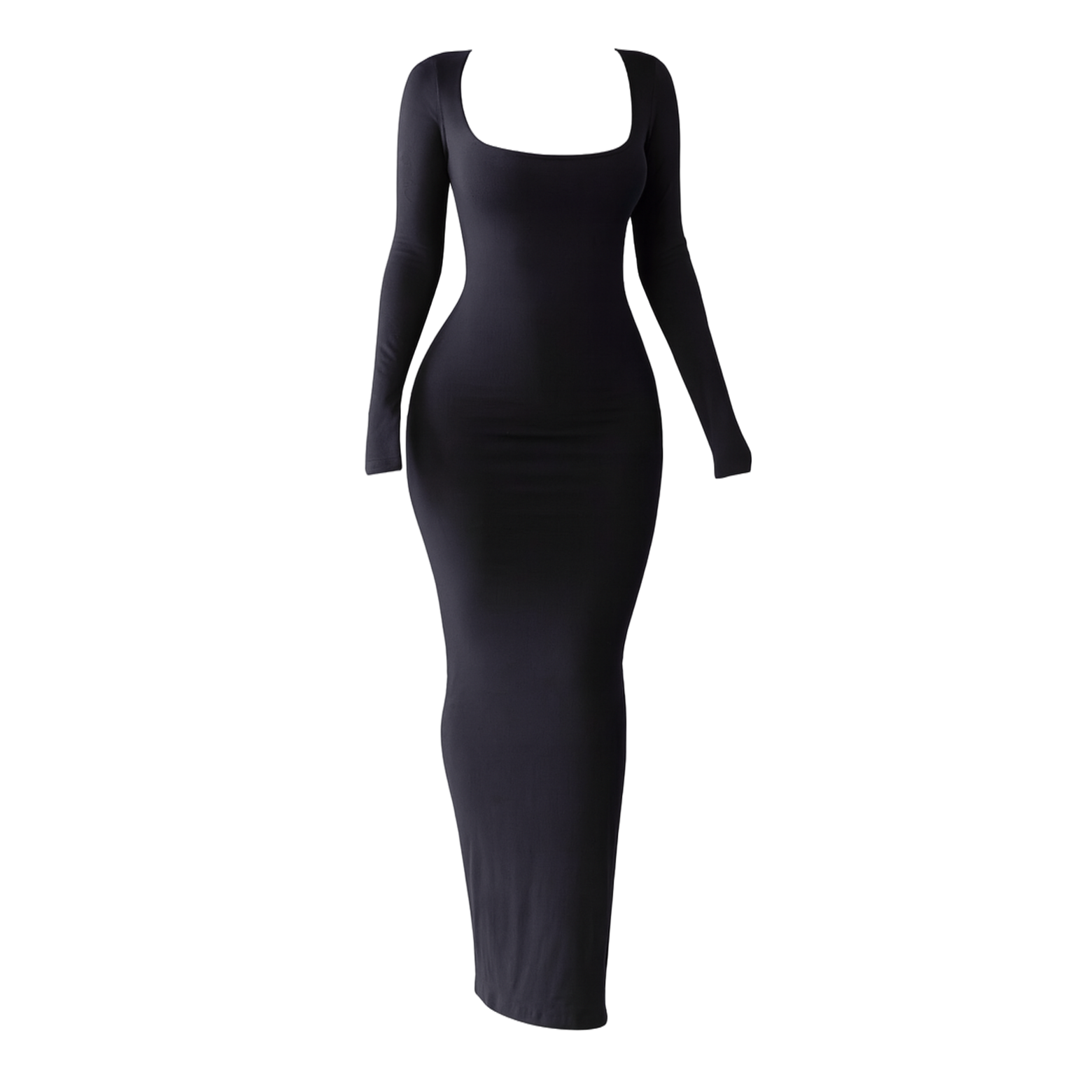 Black Long Sleeve Bodycon Maxi Dress