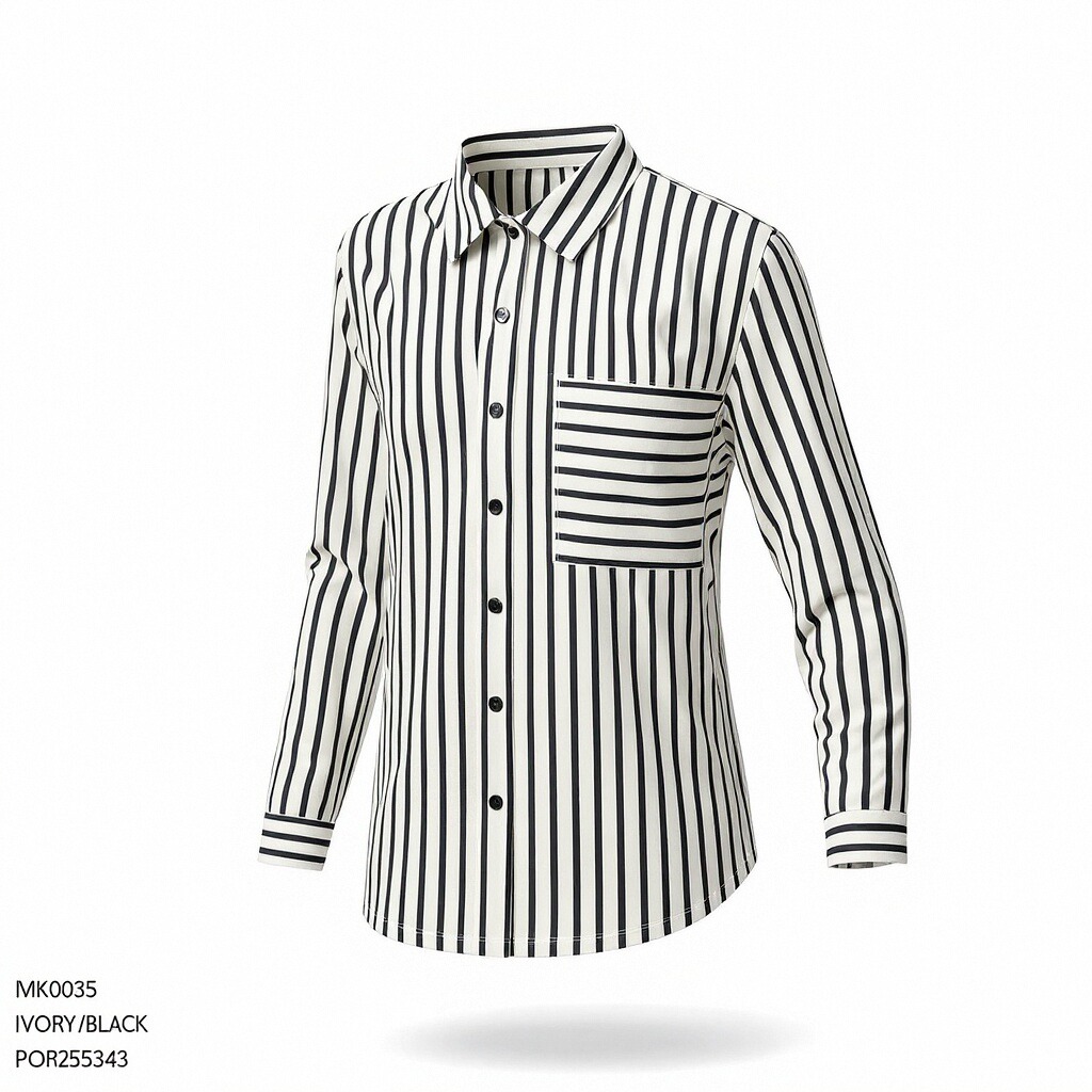 Ivory and Black Striped Shirt