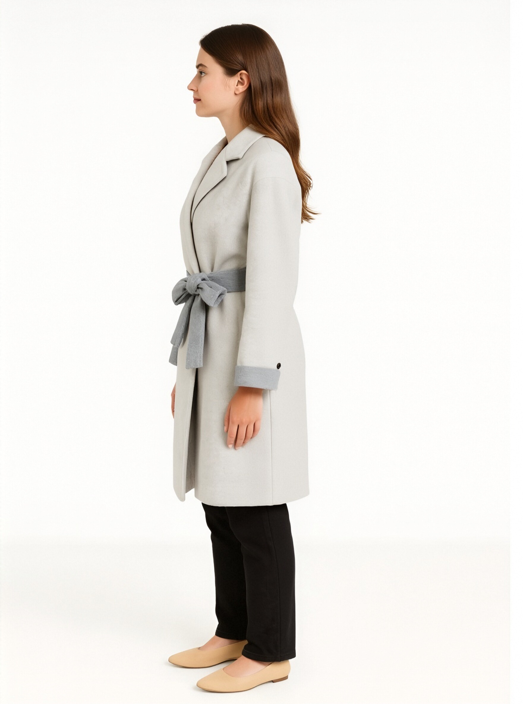 Elegant Light Grey Women's Coat