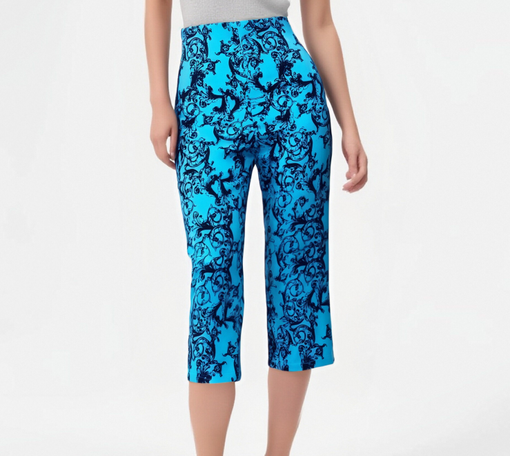 Blue Baroque Patterned Bermuda Shorts
