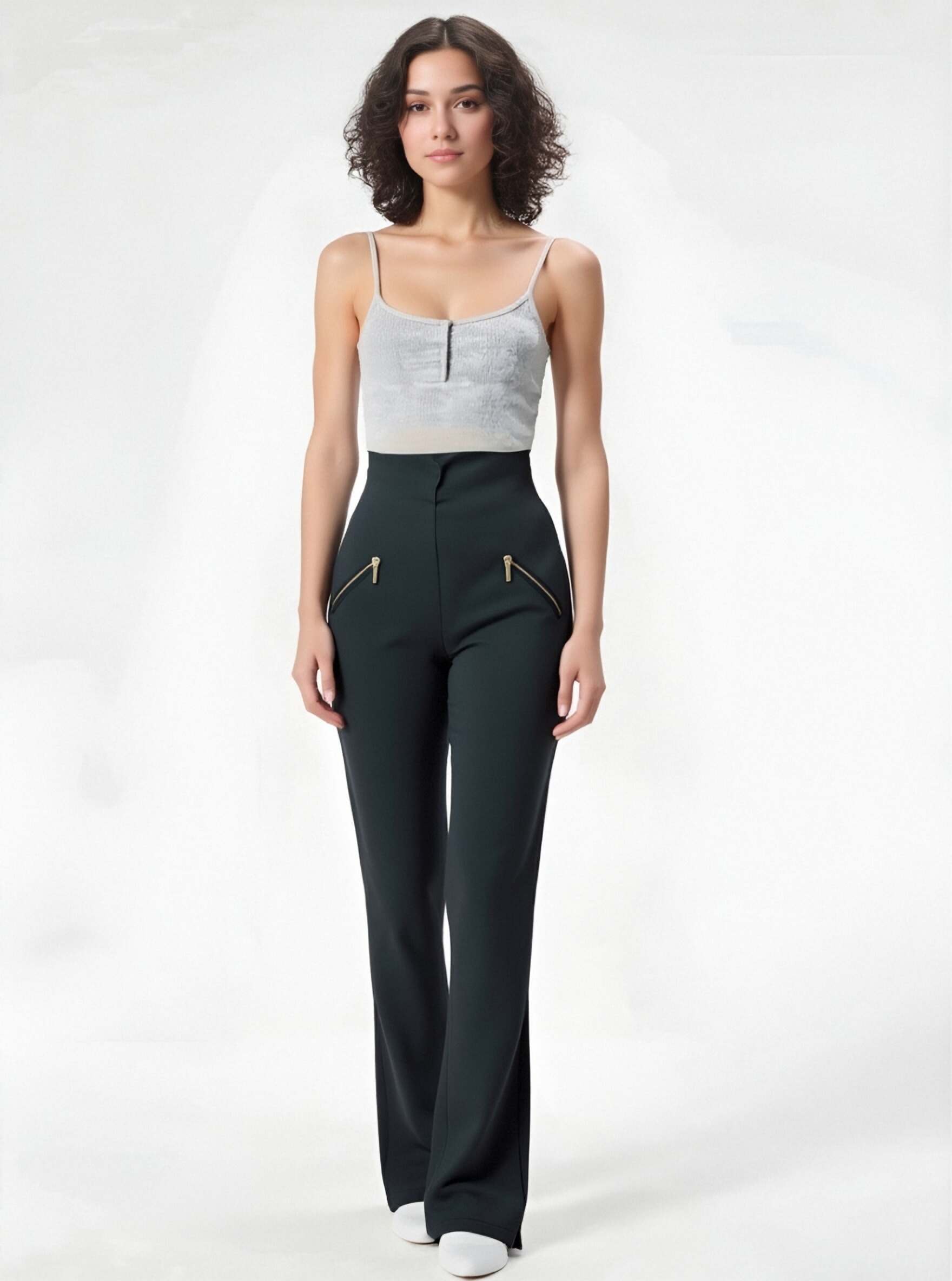 High-waisted black pants