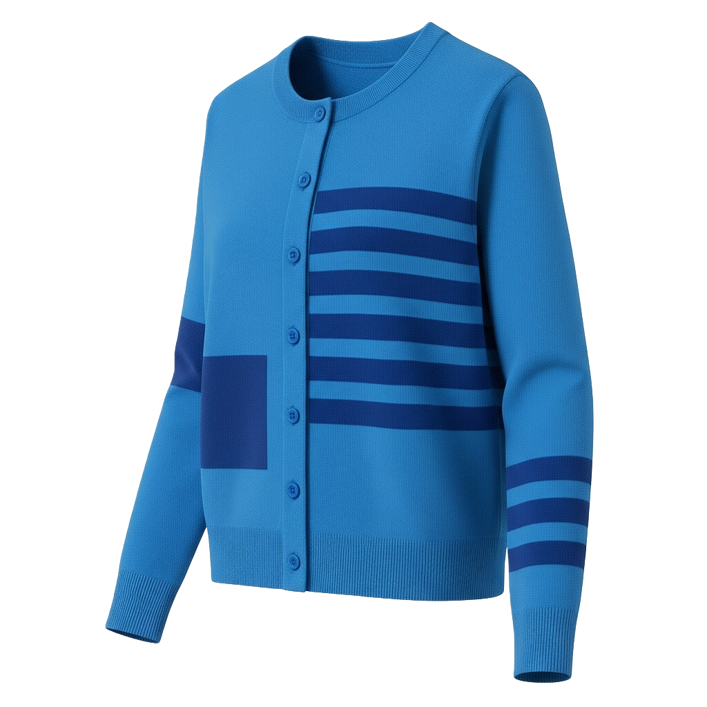 Blue Geometric Pattern Cardigan