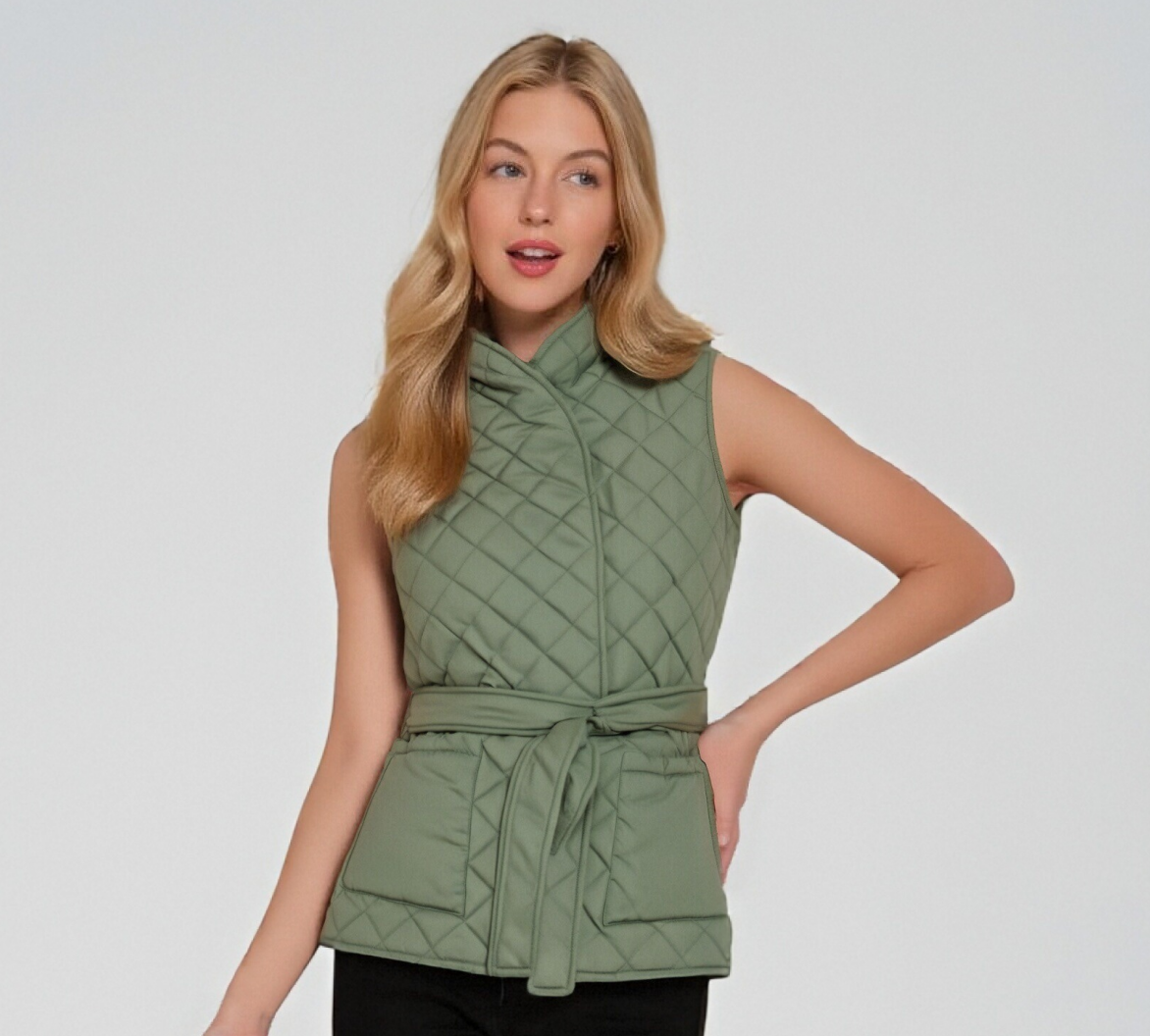 Quilted Green Sleeveless Vest