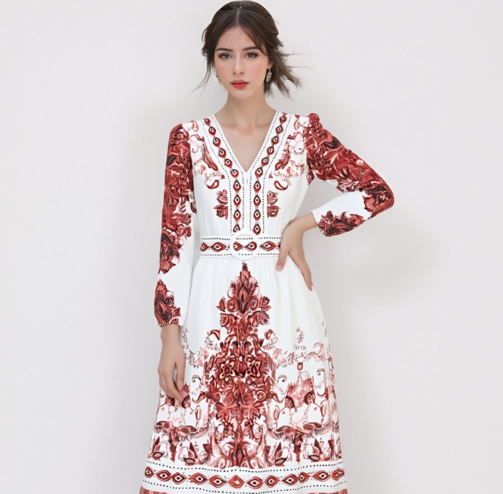 Bohemian Printed Long Sleeve Dress