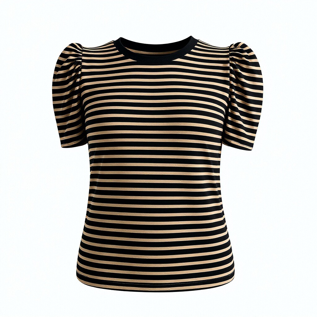 Striped Puff Sleeve T-Shirt