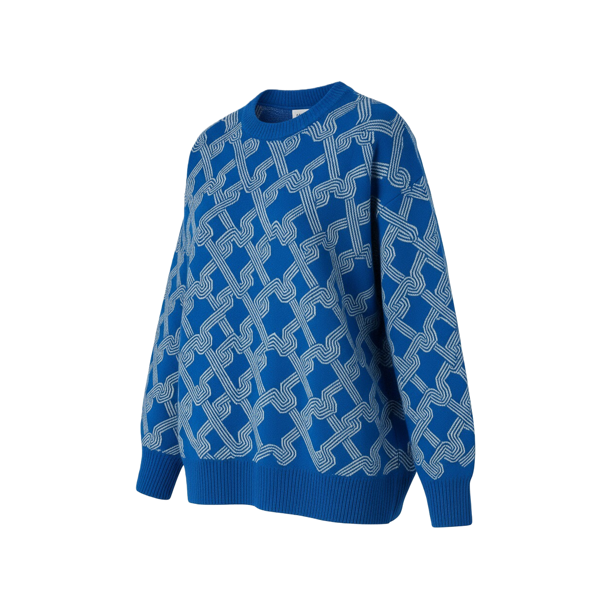 Blue Patterned Knit Sweater