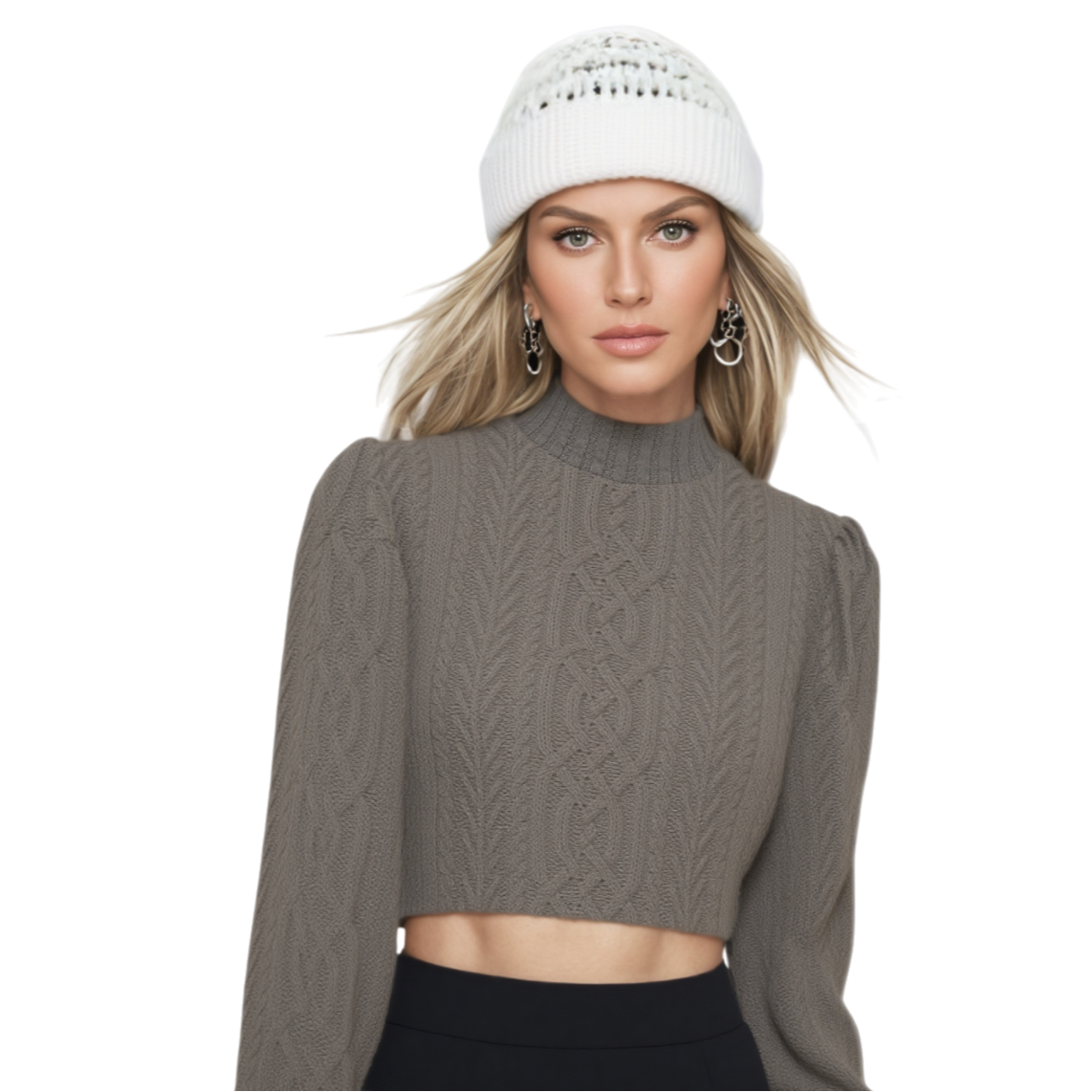 Cable knit batwing sweater