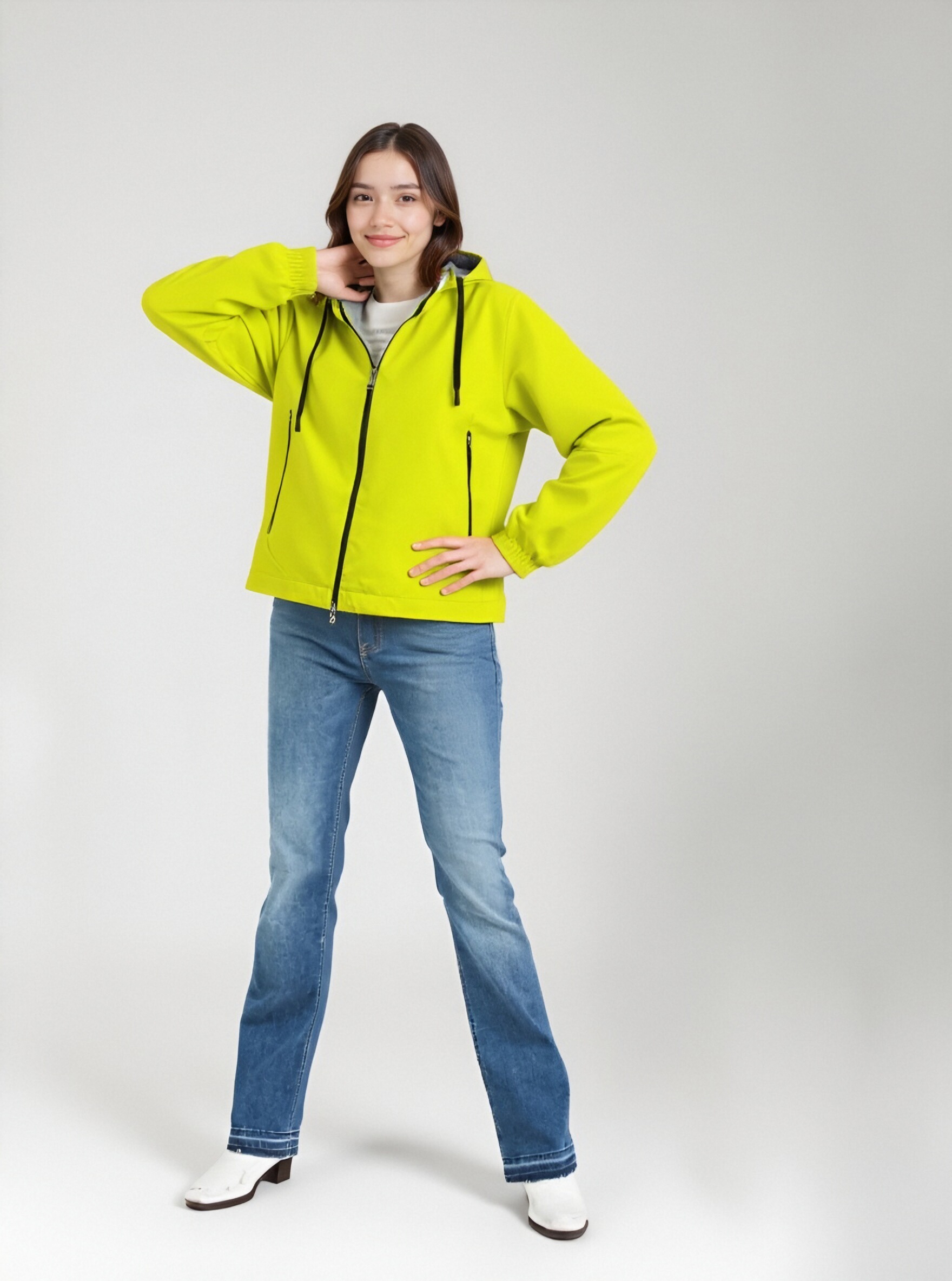 Yellow Hooded Rain Jacket