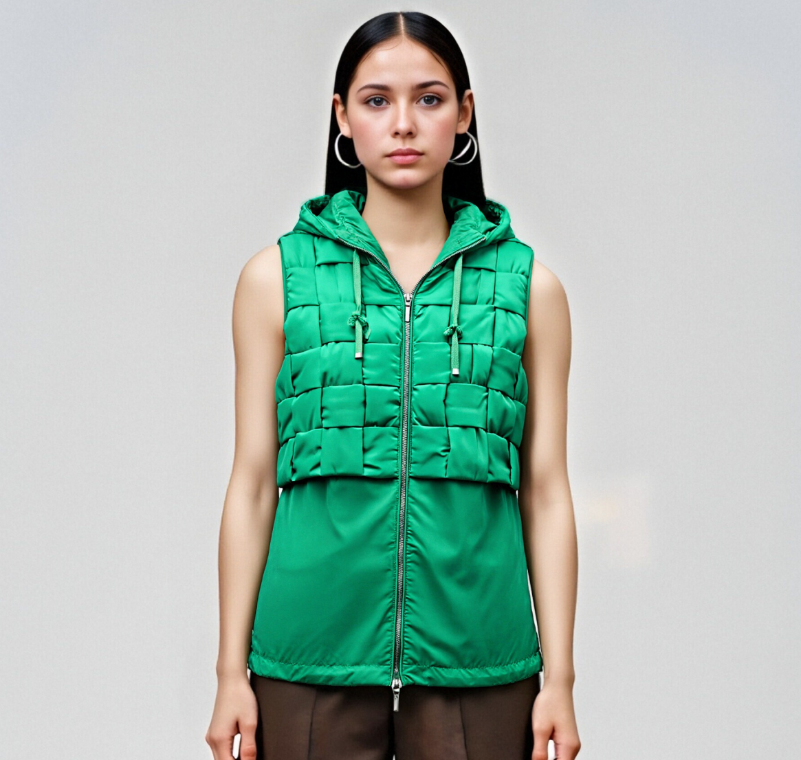 Green sleeveless padded vest