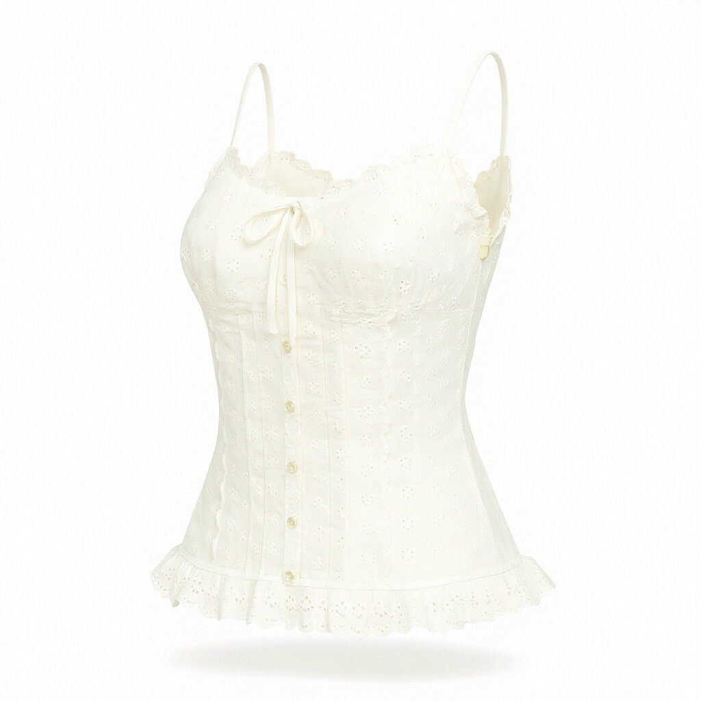 White Lace Button-Down Camisole