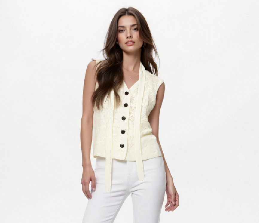 Elegant Ivory Lace Vest