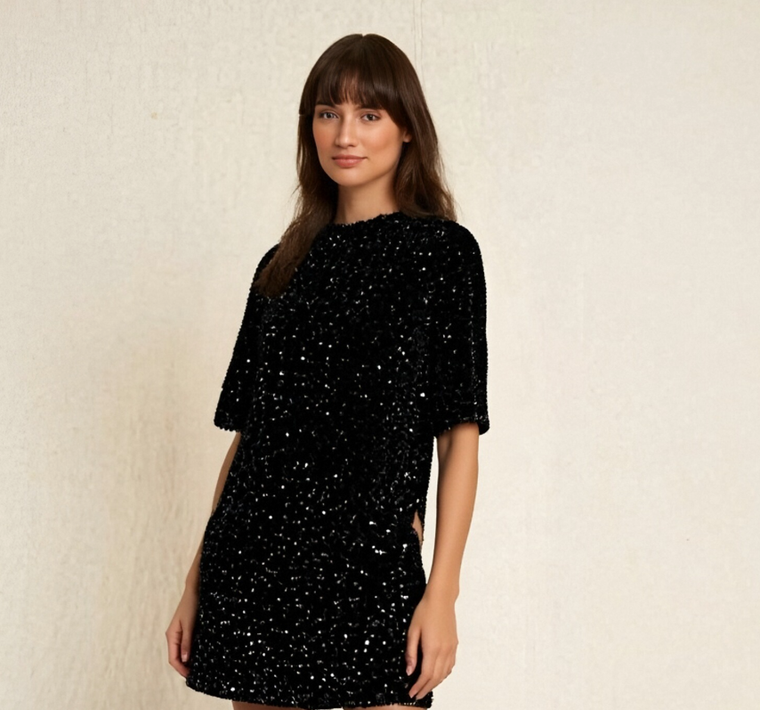 Black Sequin Dress