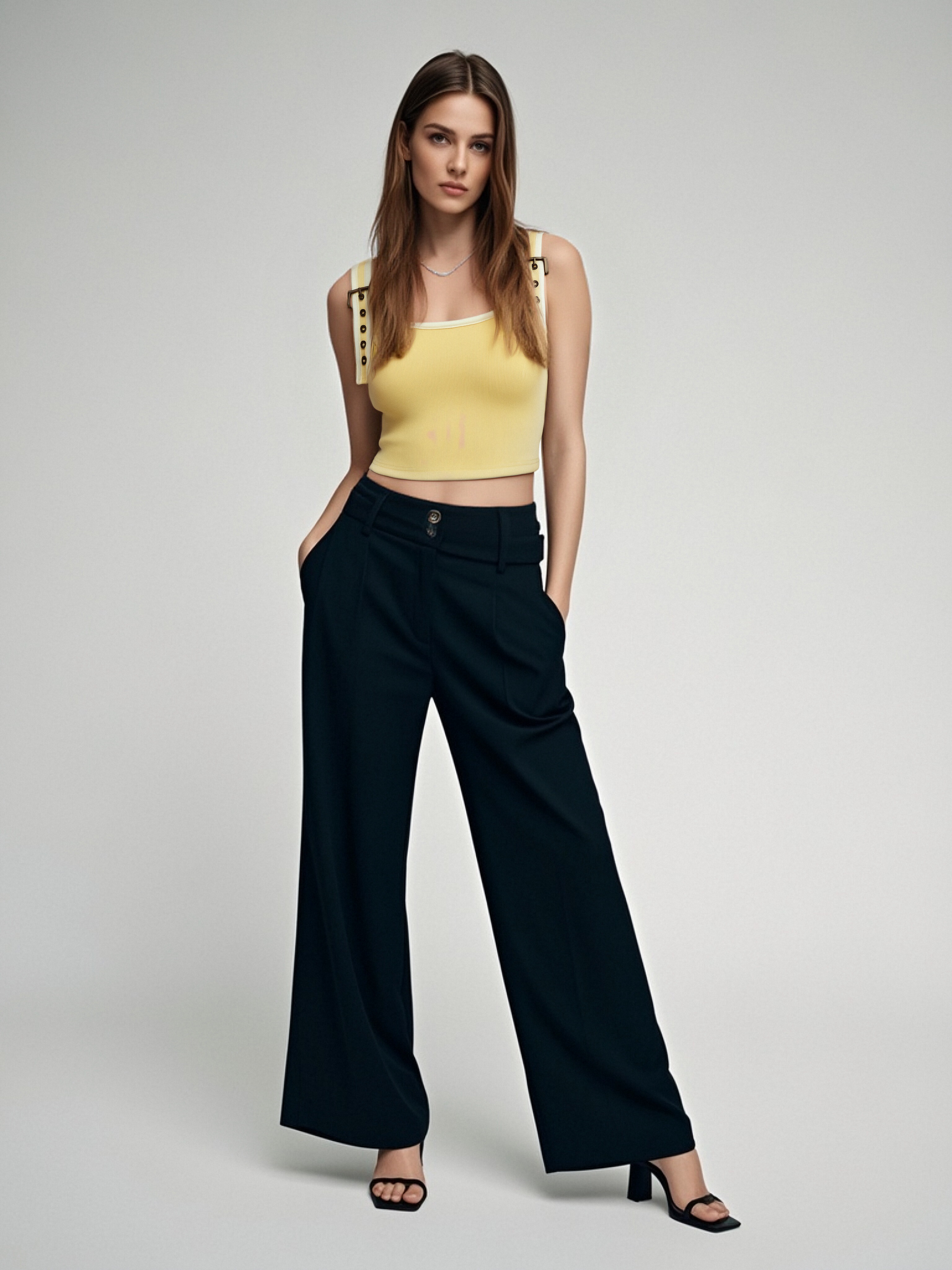 Yellow sleeveless crop top