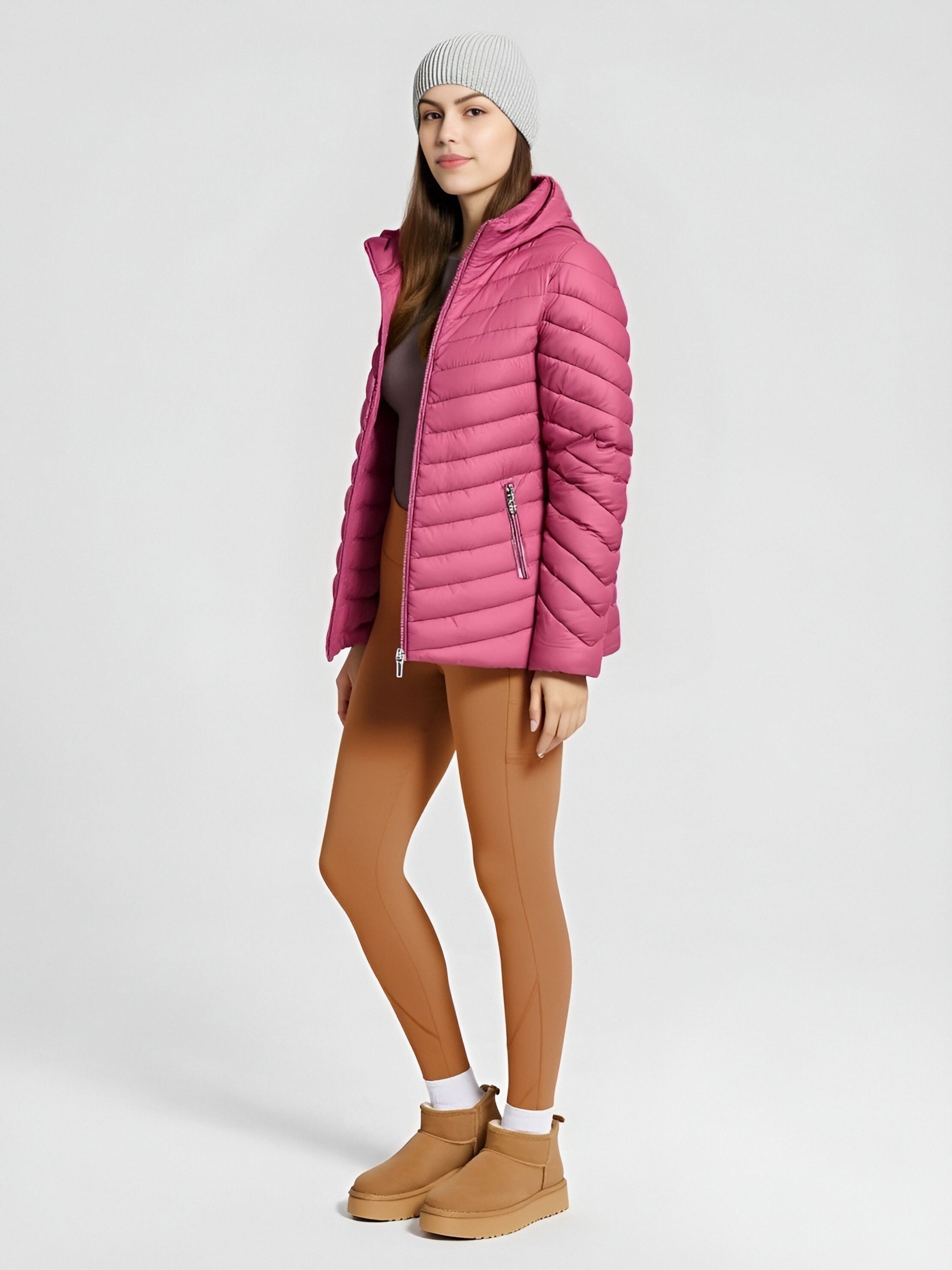 Pink Hooded Padded Jacket